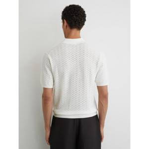 REISS Sol Textured-Knit Open-Collar Polo Shirt